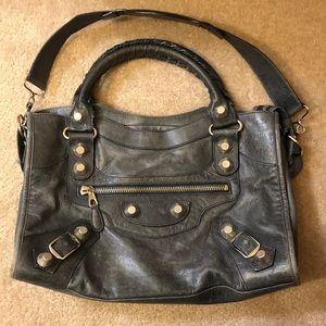 Balenciaga Gray City Bag with Silver Hardware